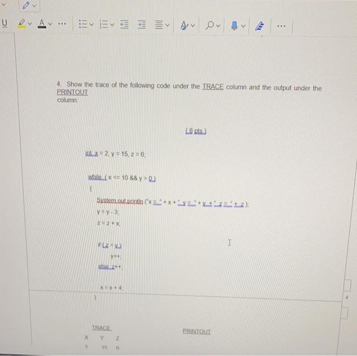 Solved U DA E E AO 4. Show the trace of the following code | Chegg.com