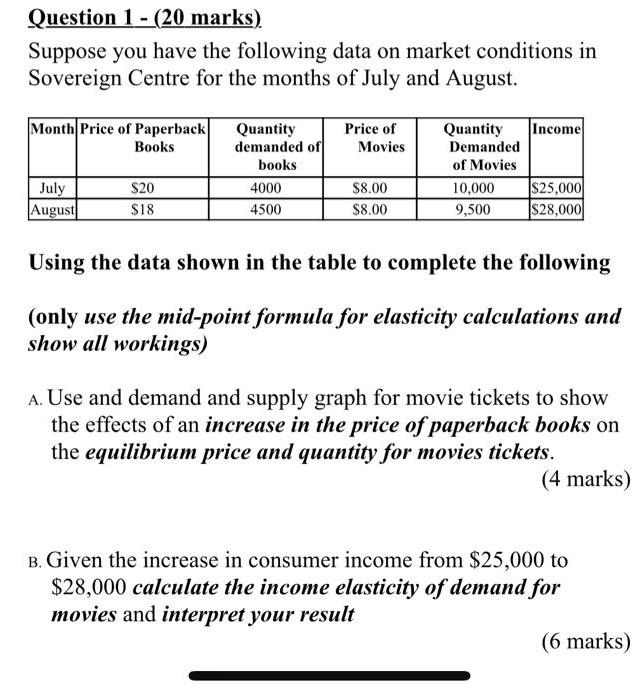 Solved Question 1 - (20 marks). Suppose you have the | Chegg.com