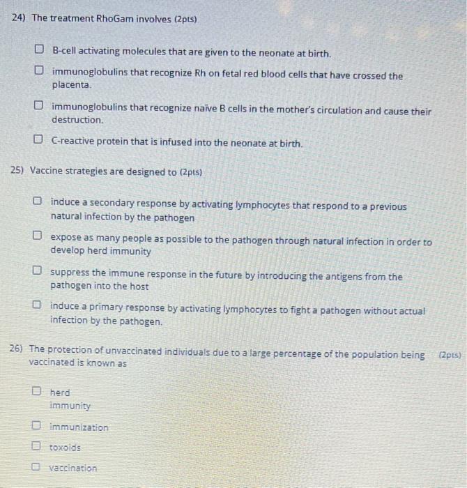 Solved 24) The treatment RhoGam involves (2pts) B-cell | Chegg.com