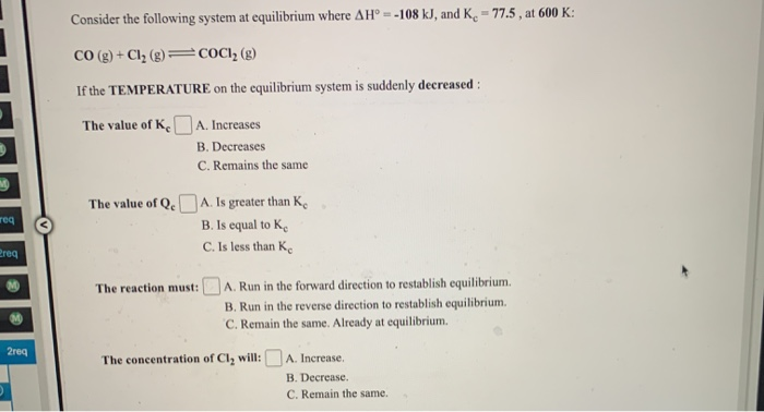 Solved Consider the following system at equilibrium where AH | Chegg.com
