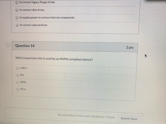 Solved 2 pts Question 1 Which disk drive type contains a