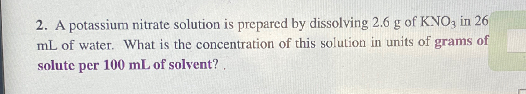 Solved A Potassium Nitrate Solution Is Prepared By 