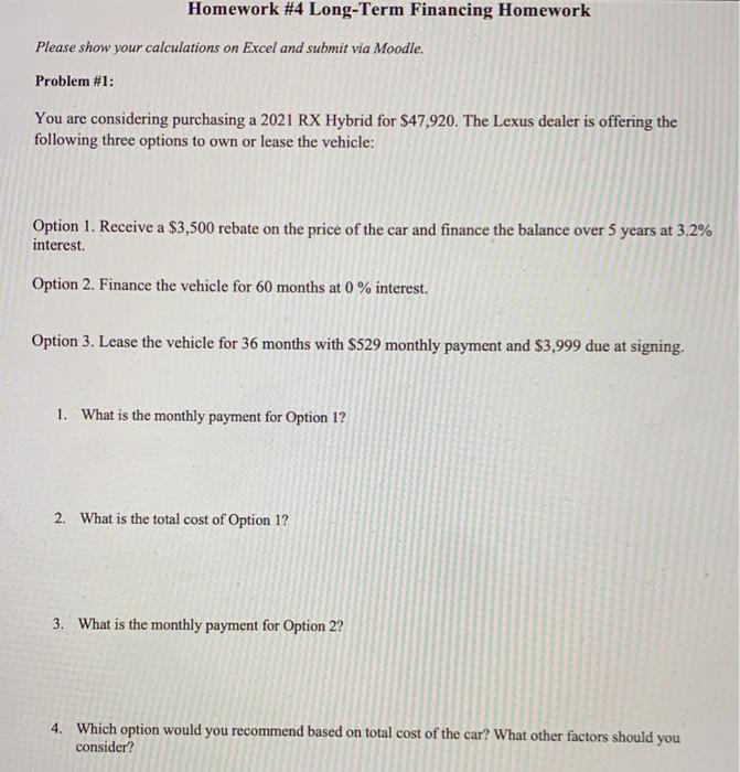 Solved Homework #4 Long-Term Financing Homework Please show | Chegg.com