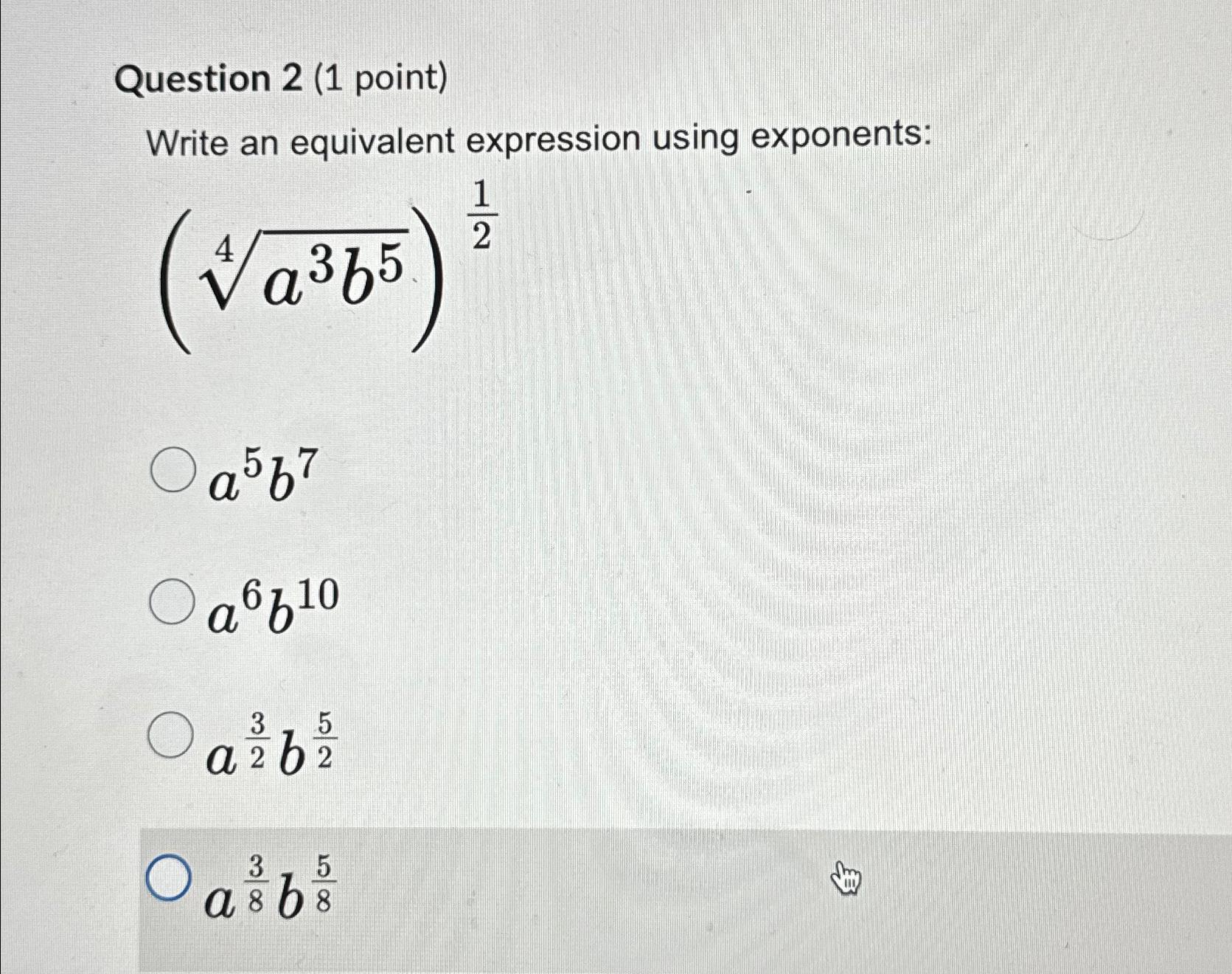 Solved Question 2 (1 ﻿point)Write an equivalent expression | Chegg.com