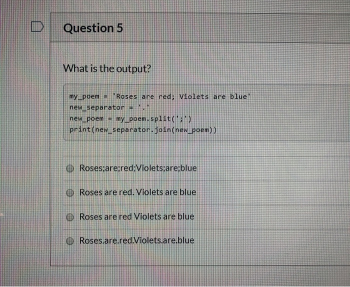 Question 1 What Is The Output My String The Zip Chegg Com