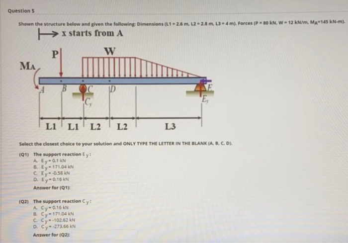 Solved Question 5 Shown the structure below and given the | Chegg.com