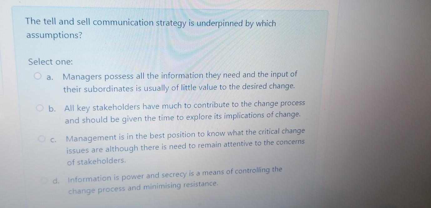 Solved As one of Clampitt et al.'s five basic communication | Chegg.com