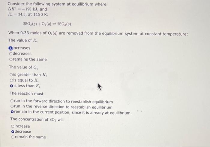 Solved Consider the following system at equilibrium where | Chegg.com