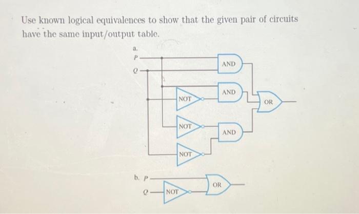 Solved Use known logical equivalences to show that the given | Chegg.com