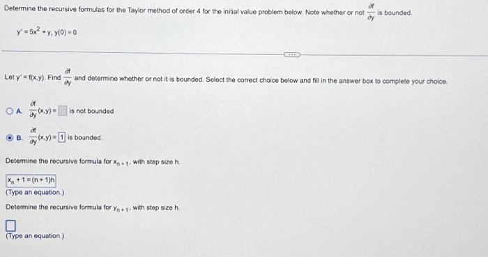 Solved Determine the recursive formulas for the Taylor | Chegg.com