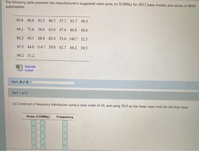 Solved The following table presents the manufacturer's | Chegg.com