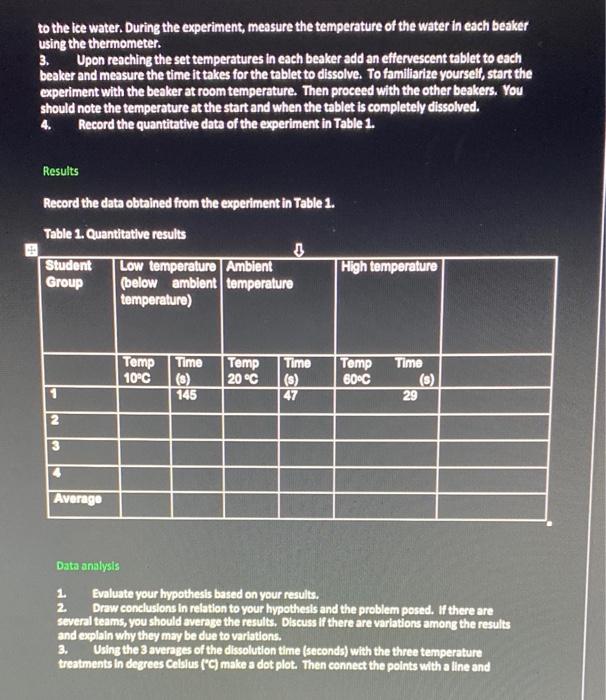 to the ice water. During the experiment, measure the | Chegg.com