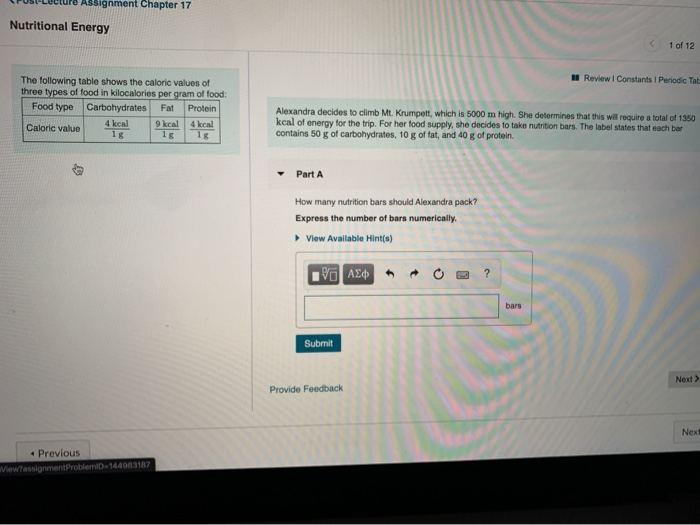 Solved reture Assignment Chapter 17 Nutritional Energy ( 1