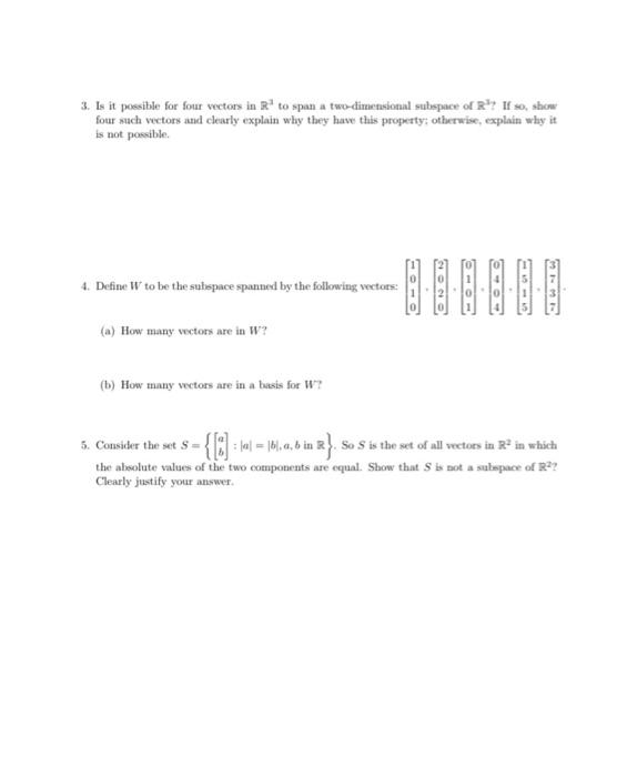 span of two vectors in r4