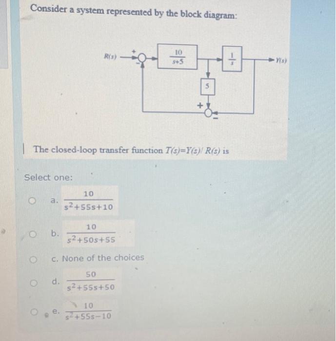 Solved Consider a system represented by the block diagram: | Chegg.com