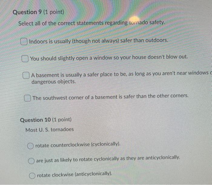 Solved Question 9 (1 point) Select all of the correct | Chegg.com