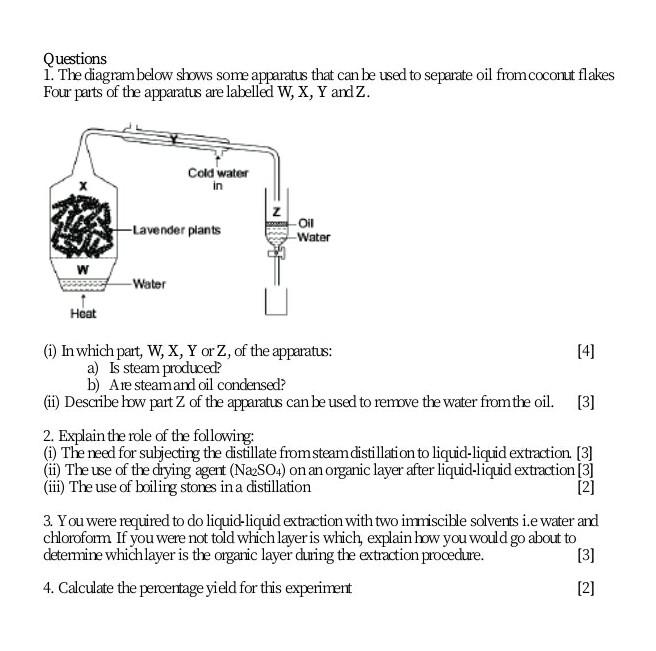 Solved Questions 1. The diagram below shows some apparatus | Chegg.com