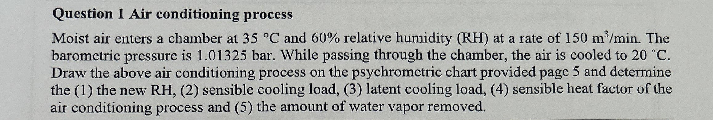Solved Question 1 ﻿Air conditioning processMoist air enters | Chegg.com