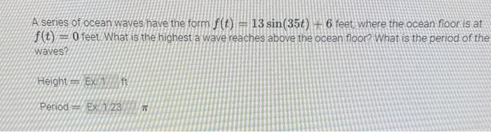 Solved A series of ocean waves have the form | Chegg.com