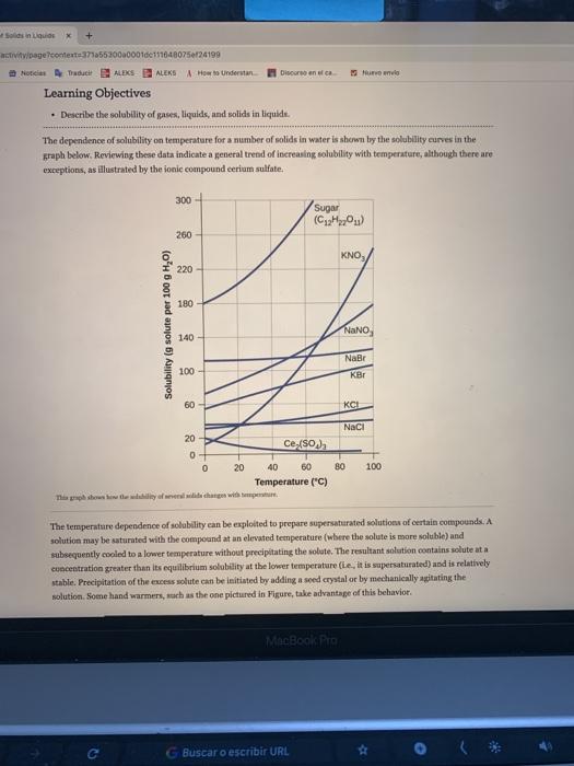 Solved Use the solubility graph above to determine the mass | Chegg.com