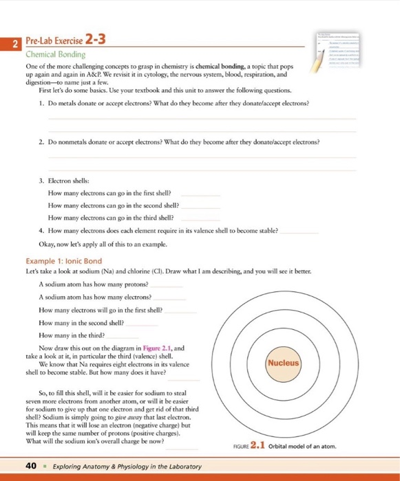 Solved 2 PreLab Exercise 23 Chemical Bonding One of the