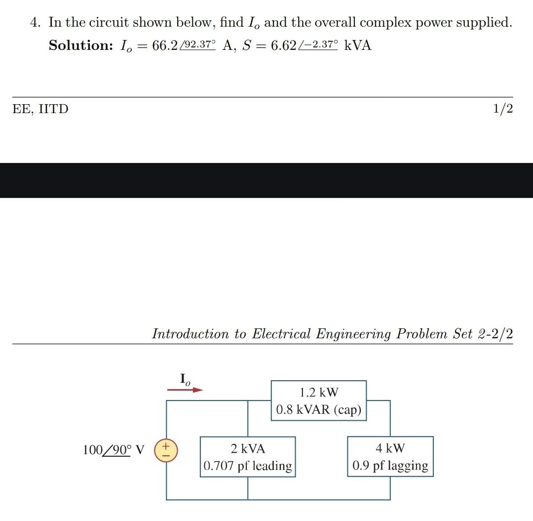 Solved 4. In The Circuit Shown Below, Find IO And The | Chegg.com