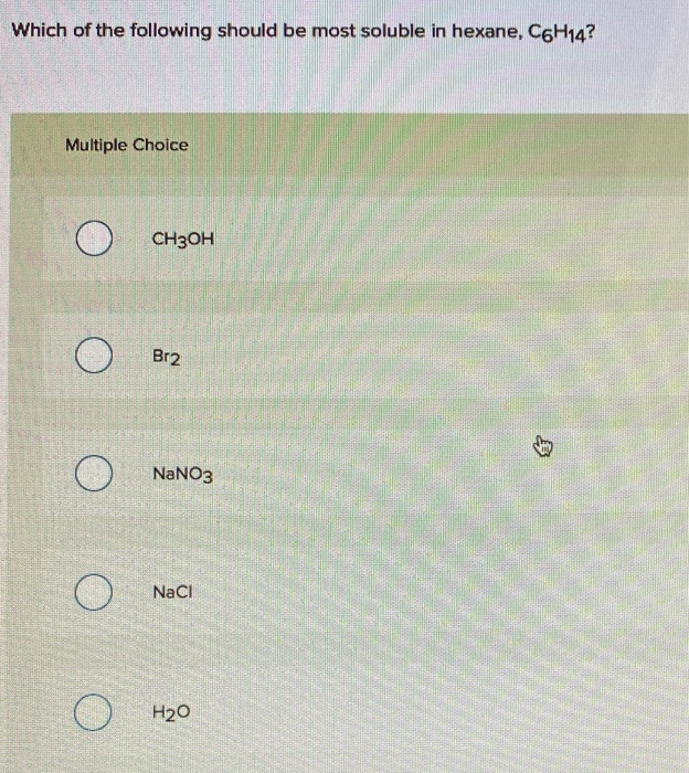 Solved Which of the following should be most soluble in