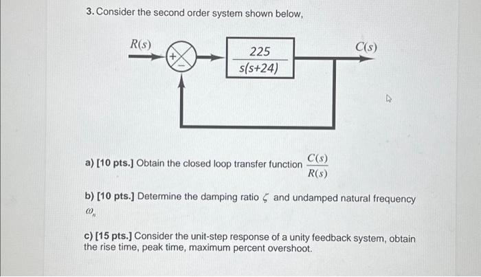 Solved 3. Consider the second order system shown below, a) | Chegg.com