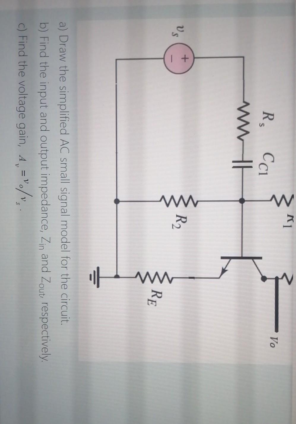 Solved For the common emitter amplifier circuit shown below, | Chegg.com