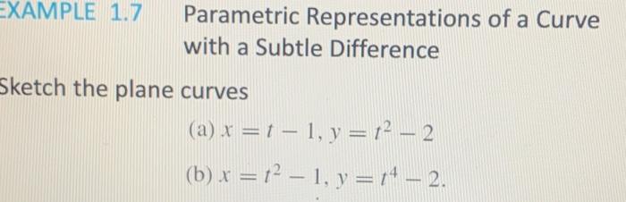 Solved XAMPLE 1.7 Parametric Representations Of A Curve With | Chegg.com