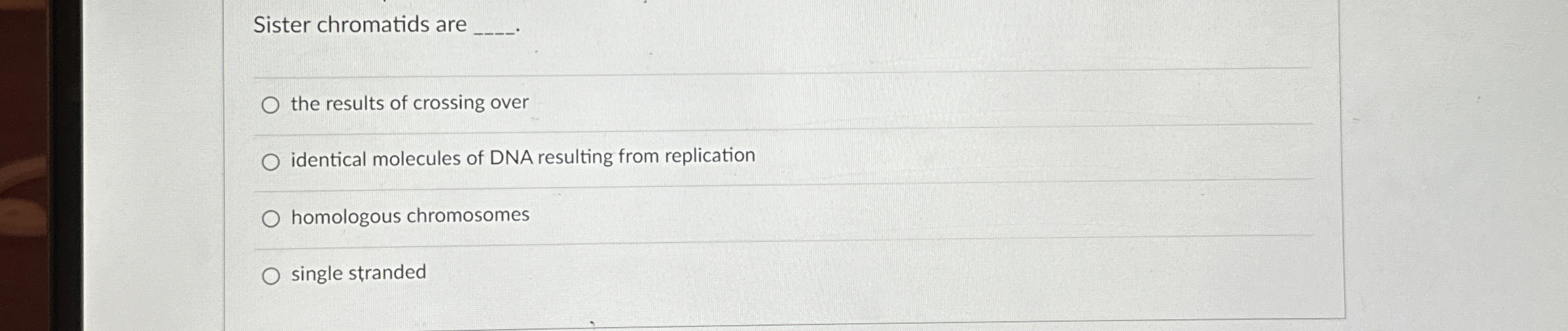 Solved Sister chromatids are q,the results of crossing | Chegg.com