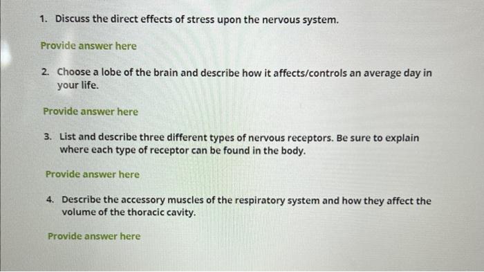 Solved 1. Discuss the direct effects of stress upon the | Chegg.com