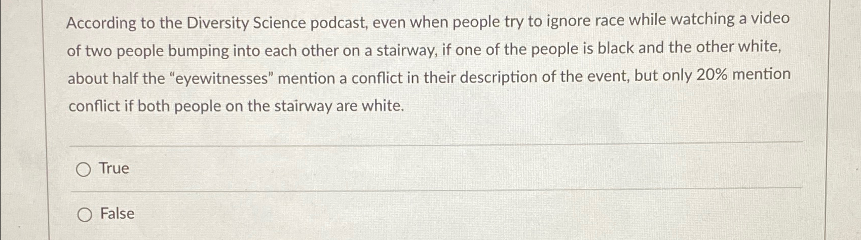 Solved According to the Diversity Science podcast, even when | Chegg.com