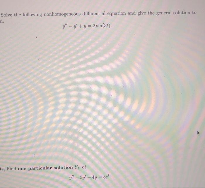 Solved Solve The Following Nonhomogeneous Differential