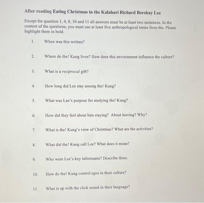 Article eating christmas in the kalahari