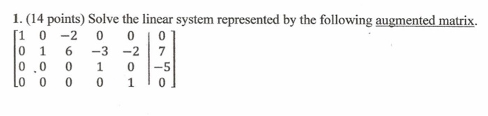 Solved 1. (14 points) Solve the linear system represented by | Chegg.com