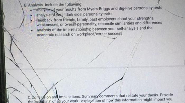 Solved B. Analysis. Include The Following: Analysis Of Your | Chegg.com