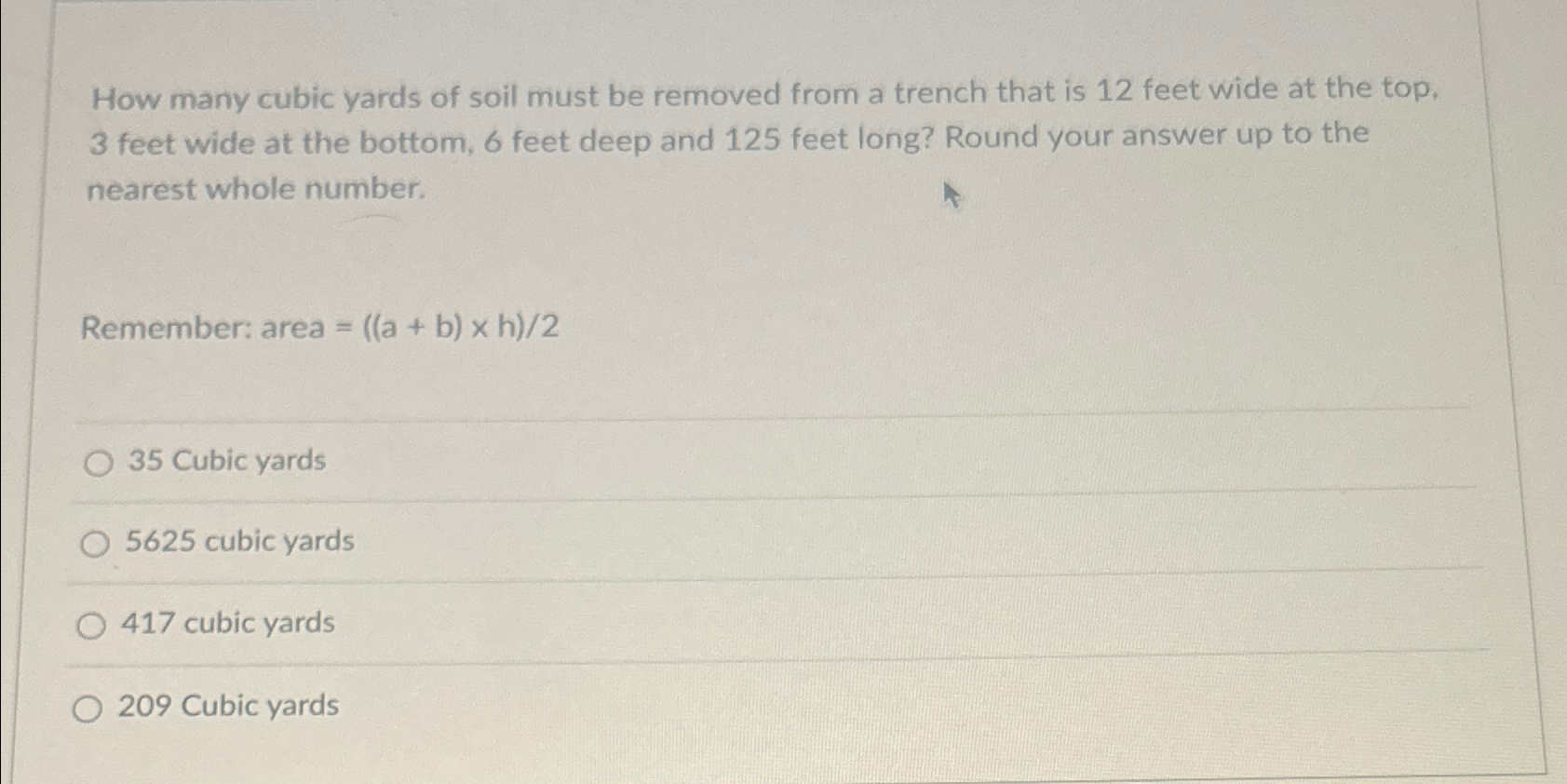 Solved How many cubic yards of soil must be removed from a | Chegg.com