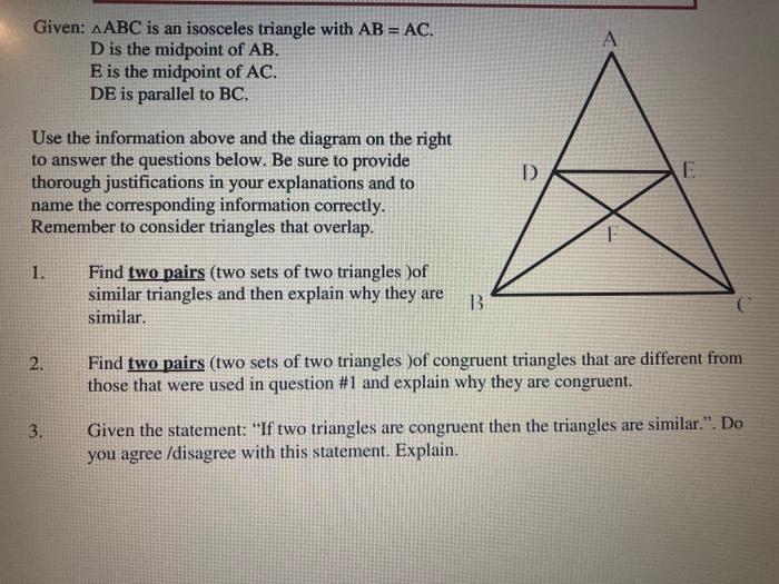 Solved A Given: AABC Is An Isosceles Triangle With AB = AC. | Chegg.com