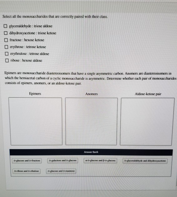 Solved Select all the monosaccharides that are correctly