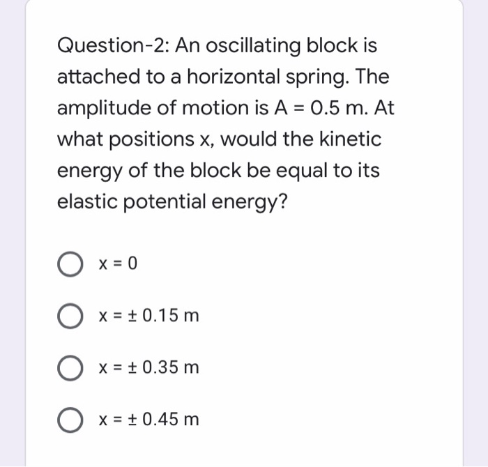 Solved SpringMass Oscillations Question1 A 0.1 kg object