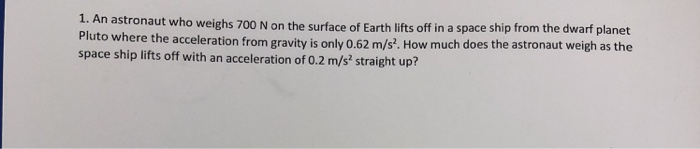 Solved 1. An astronaut who weighs 700 N on the surface of | Chegg.com