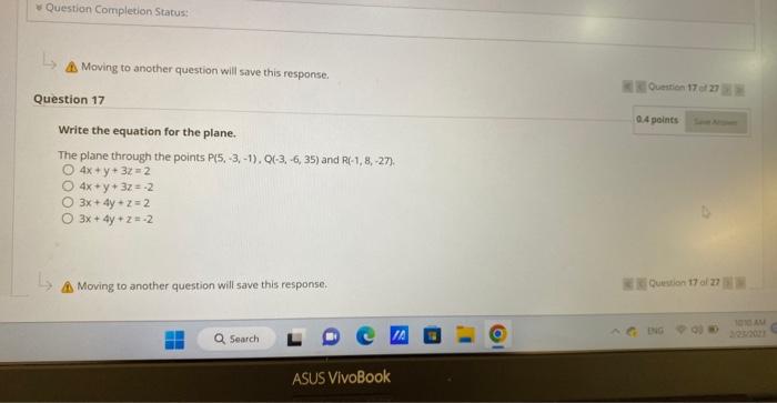 Solved Write the equation for the plane. The plane through | Chegg.com