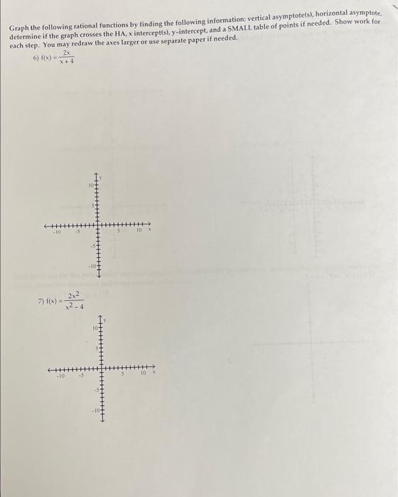 Solved Graph the following rational functions by finding the | Chegg.com