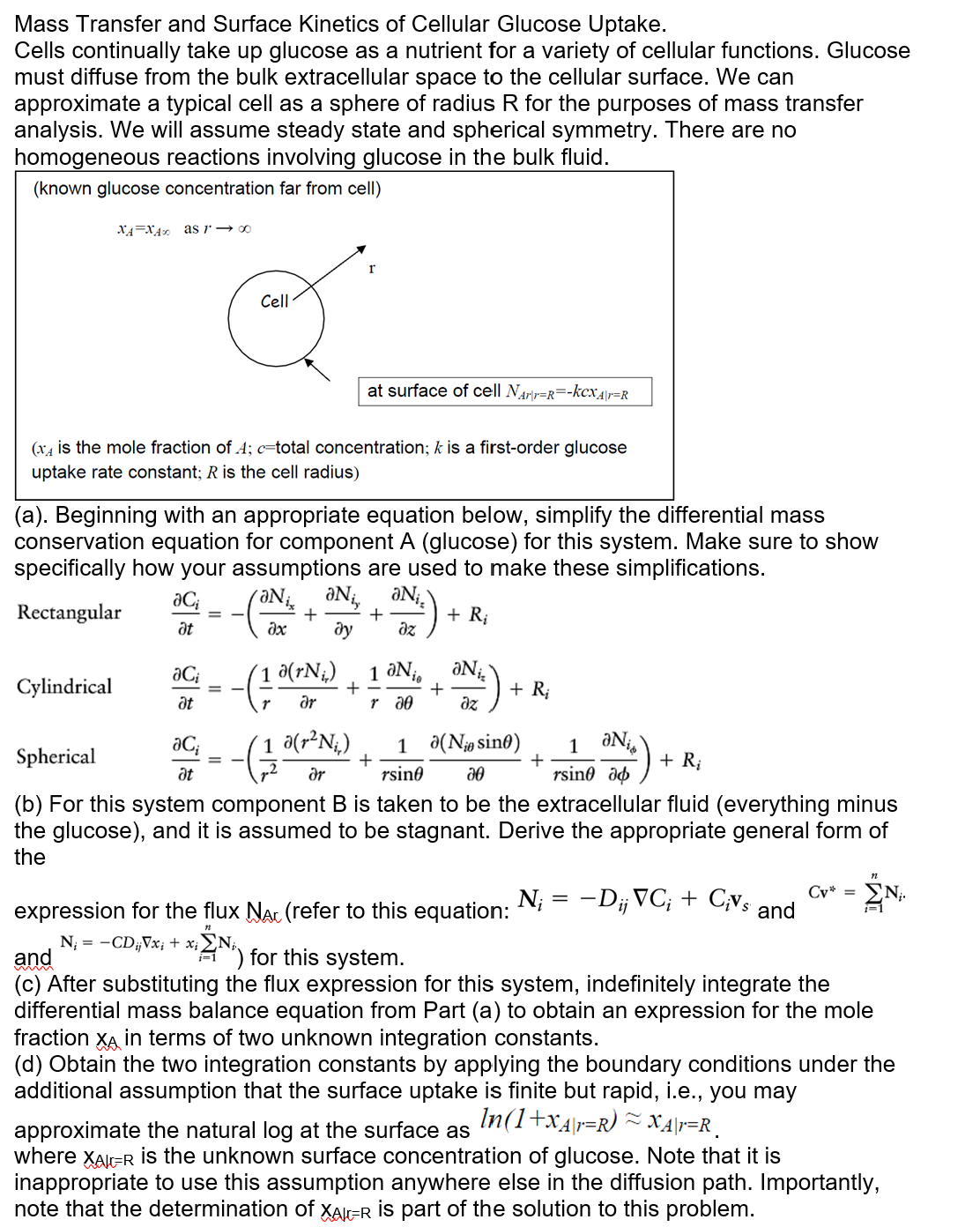 Solved Mass Transfer and Surface Kinetics of Cellular | Chegg.com