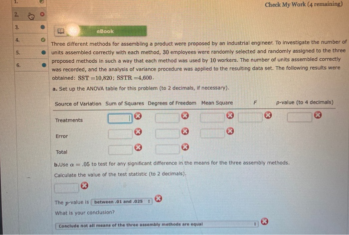 Solved Check My Work (4 remaining) eBook Three different | Chegg.com