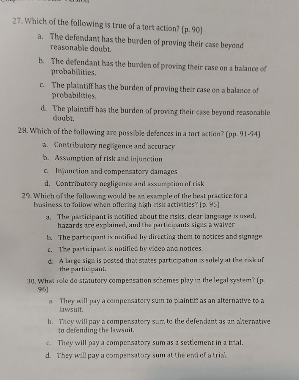 solved-27-which-of-the-following-is-true-of-a-tort-action-chegg