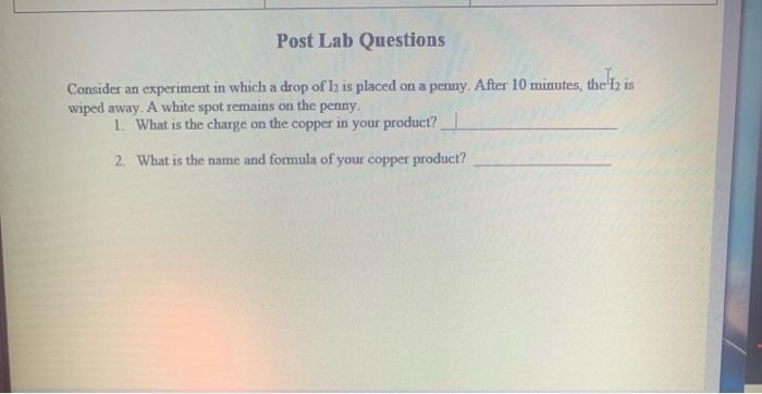 Solved Post Lab Questions Consider an experiment in which a | Chegg.com