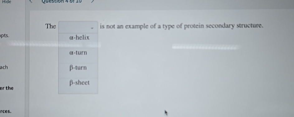 Solved Theα-helixα-turnβ-turnβ-sheetis not an crample of a | Chegg.com