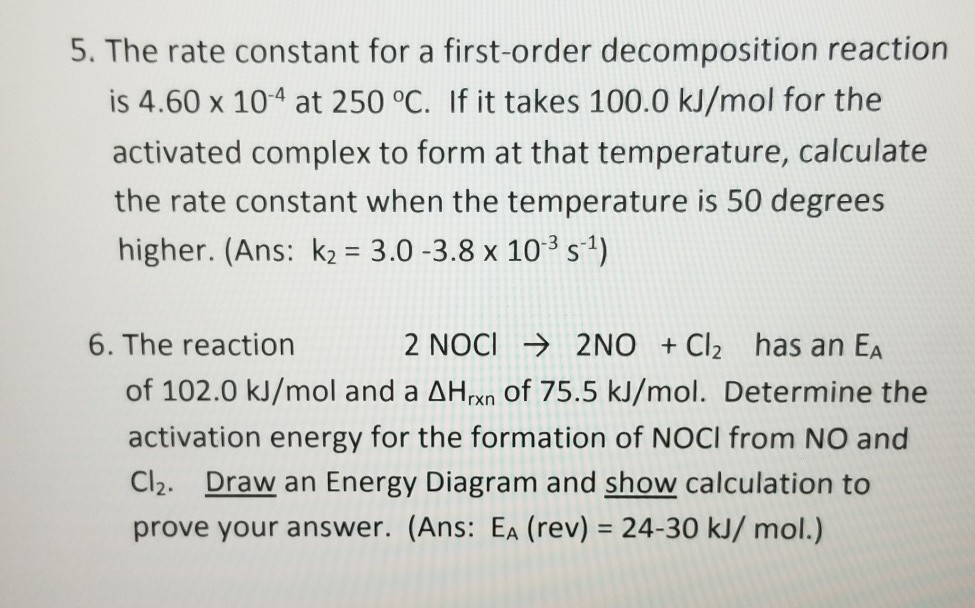 Solved 5. The rate constant for a firstorder